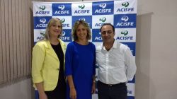 Gabriela Feltes Seibert Vice-presidente financeiro, Simone Leite Presidente da Federasul e Edson Ramos Presidente da ACISFE