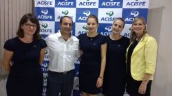 Equipe ACISFE com o presidente Edson Ramos e Vice-presidente financeiro Gabriela Feltes Seibert